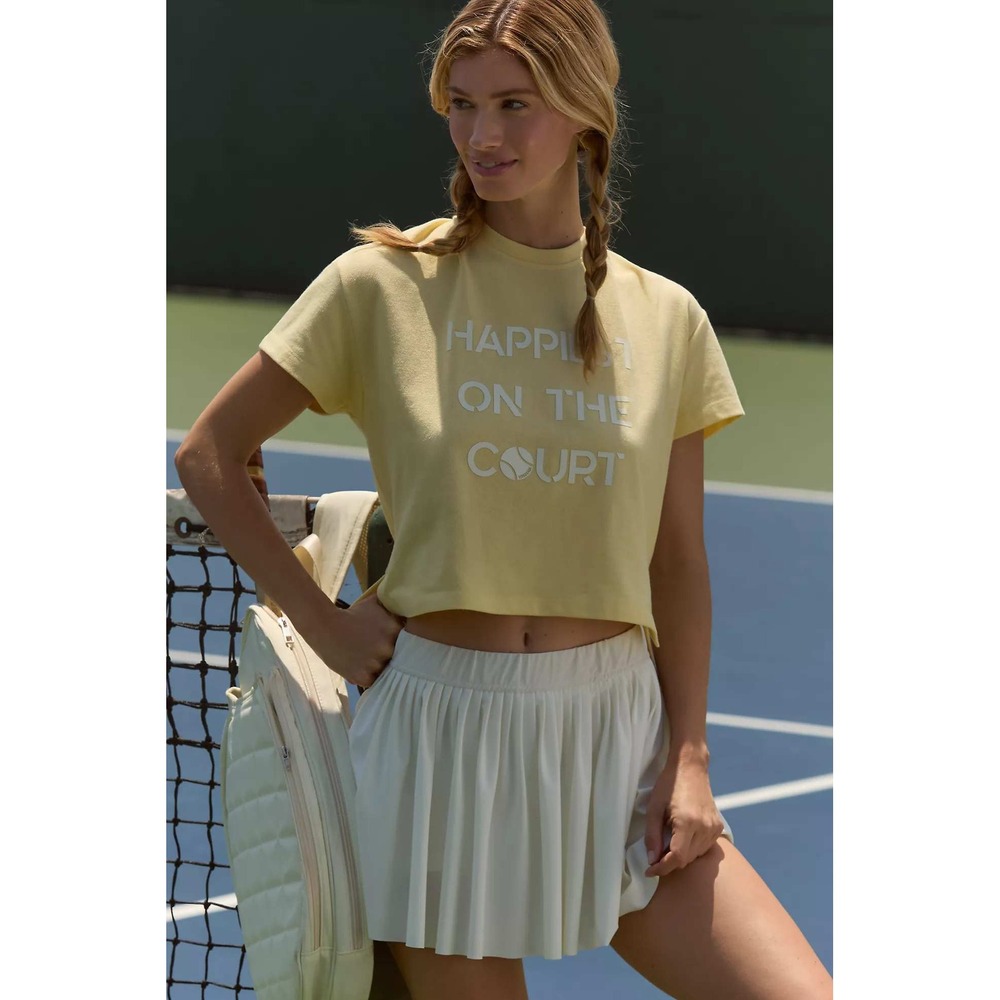 Tretorn x Anthropologie Tennis Happiest On The Court Yellow Sweatshirt XS